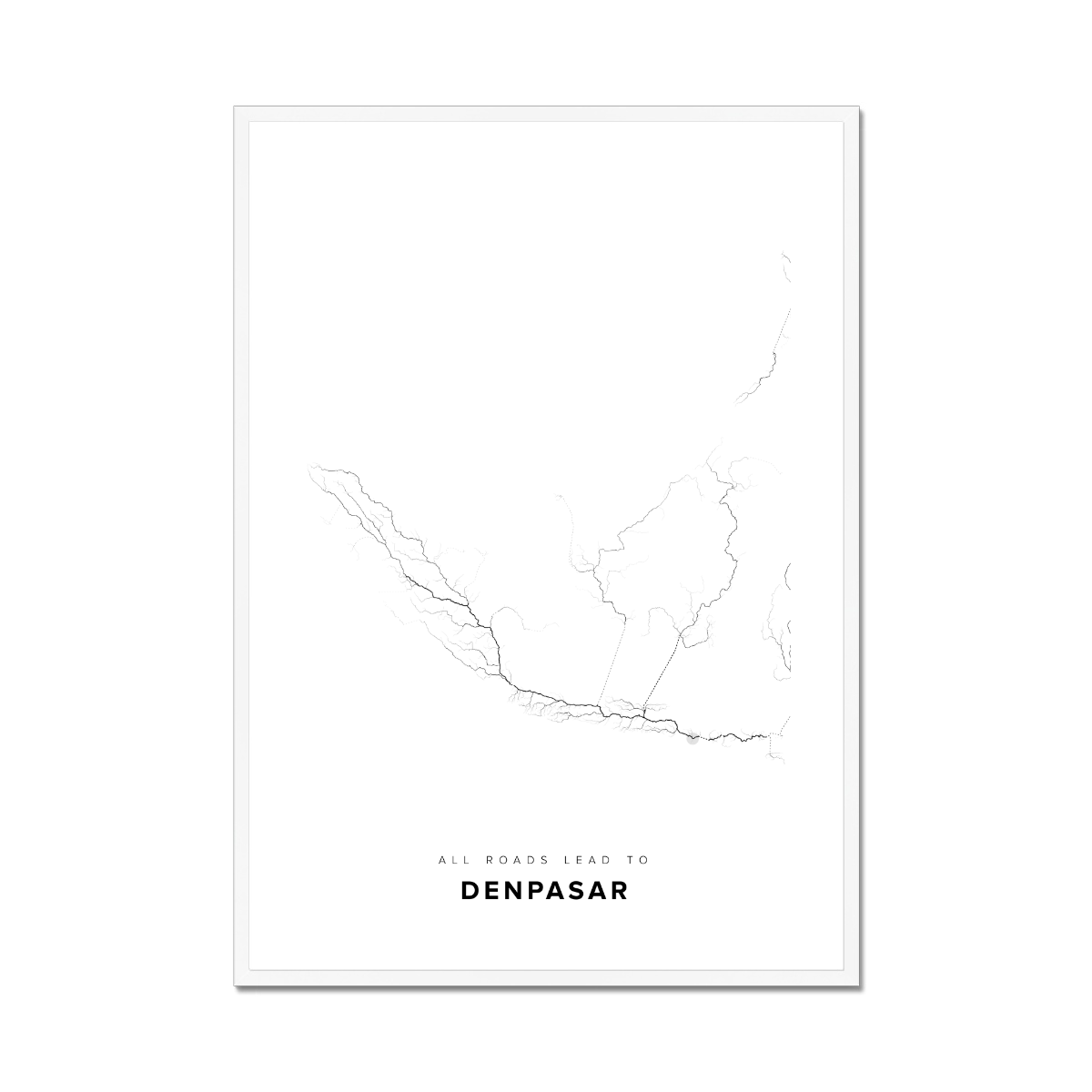 All roads lead to Denpasar (Indonesia) Fine Art Map Print