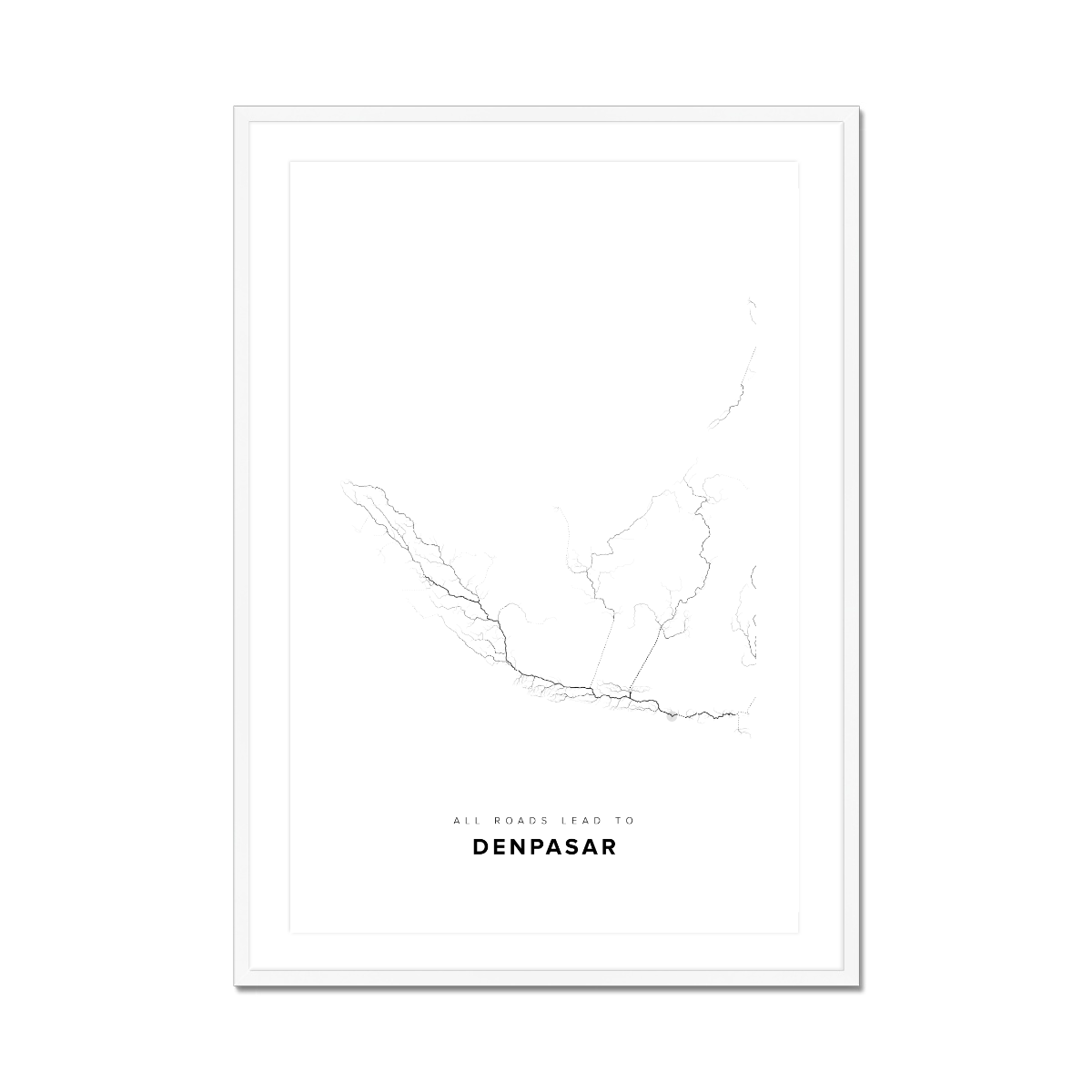 All roads lead to Denpasar (Indonesia) Fine Art Map Print