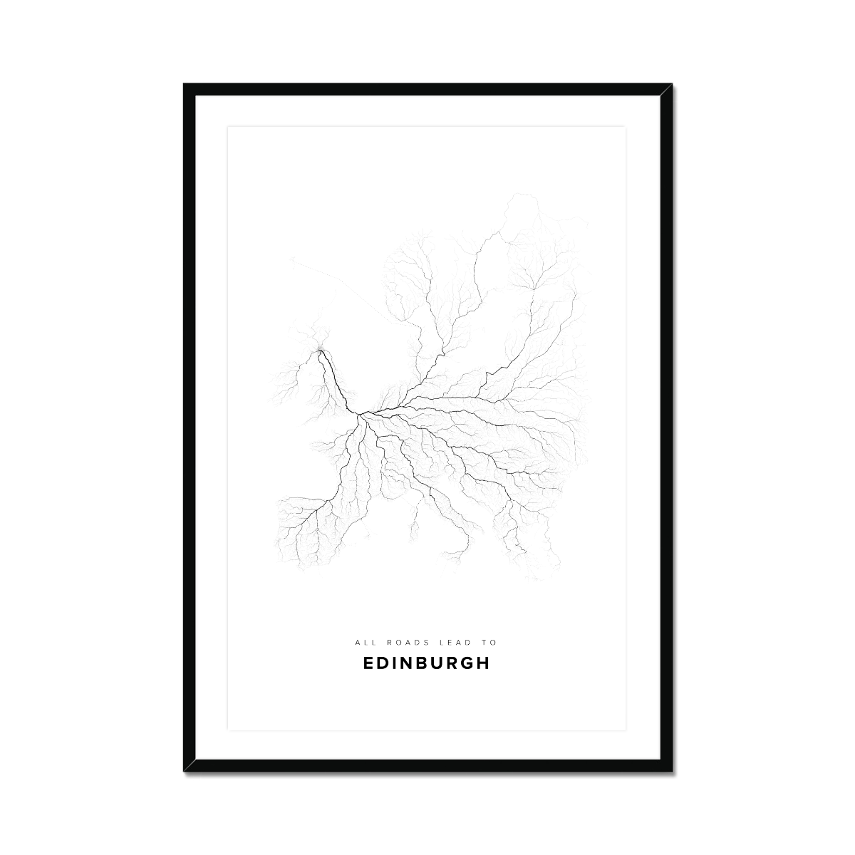 All roads lead to Edinburgh (United Kingdom of Great Britain and Northern Ireland) Fine Art Map Print