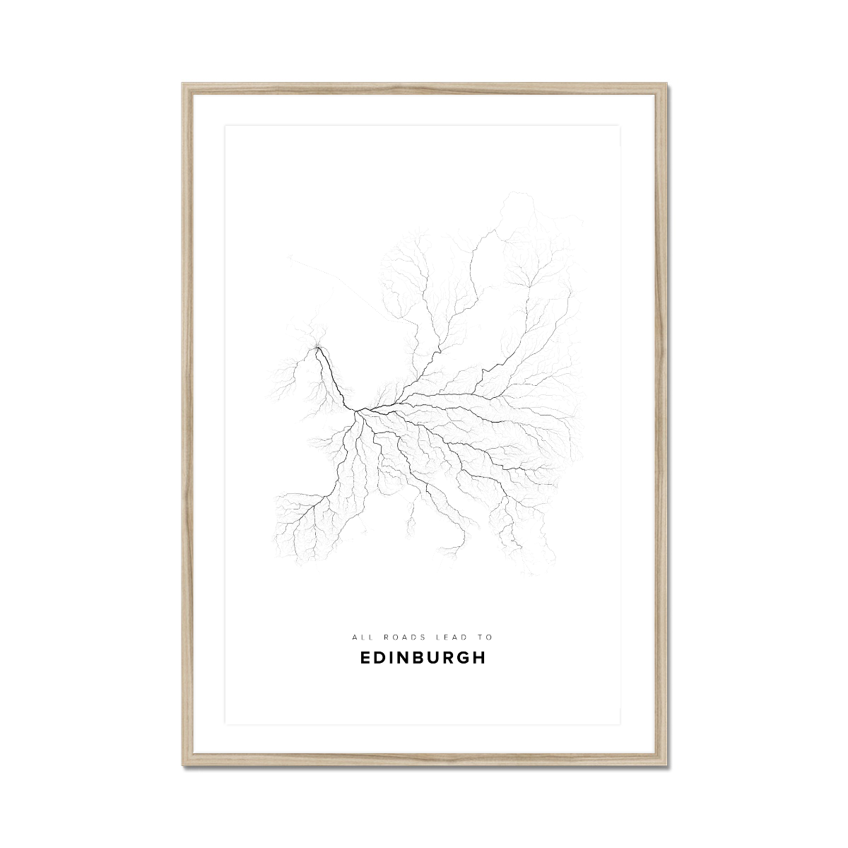 All roads lead to Edinburgh (United Kingdom of Great Britain and Northern Ireland) Fine Art Map Print