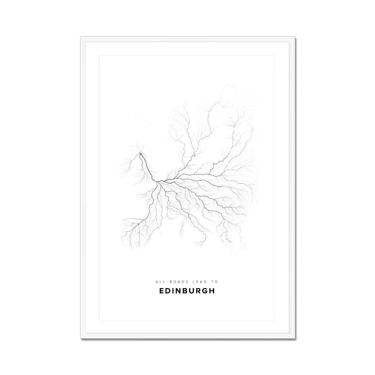 All roads lead to Edinburgh (United Kingdom of Great Britain and Northern Ireland) Fine Art Map Print