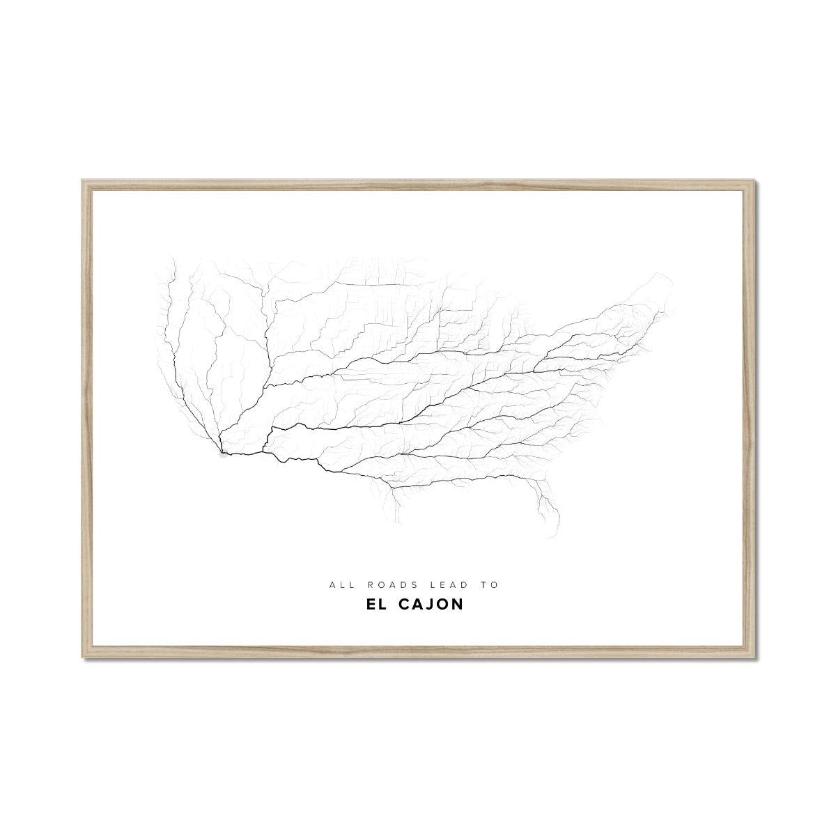 All roads lead to El Cajon (United States of America) Fine Art Map Print