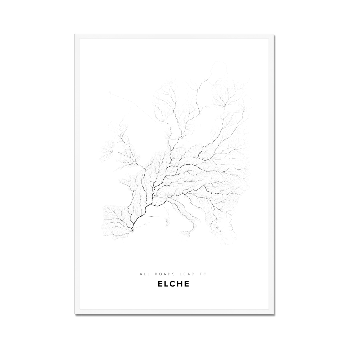 All roads lead to Elche (Spain) Fine Art Map Print