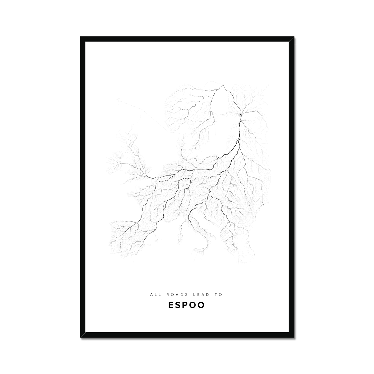 All roads lead to Espoo (Finland) Fine Art Map Print