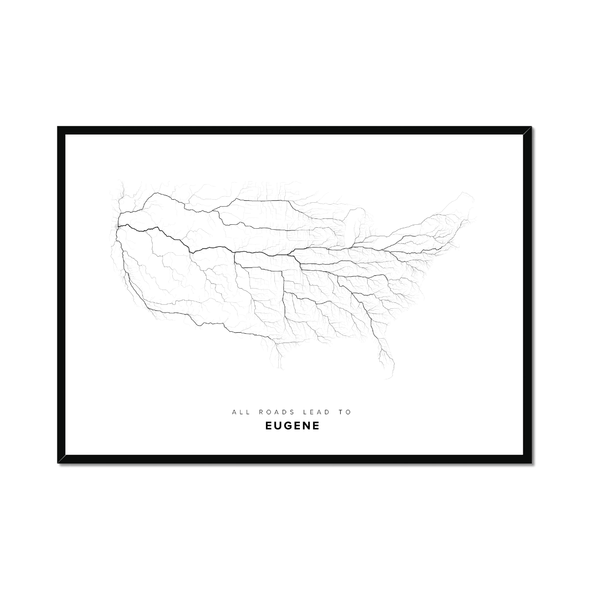 All roads lead to Eugene (United States of America) Fine Art Map Print