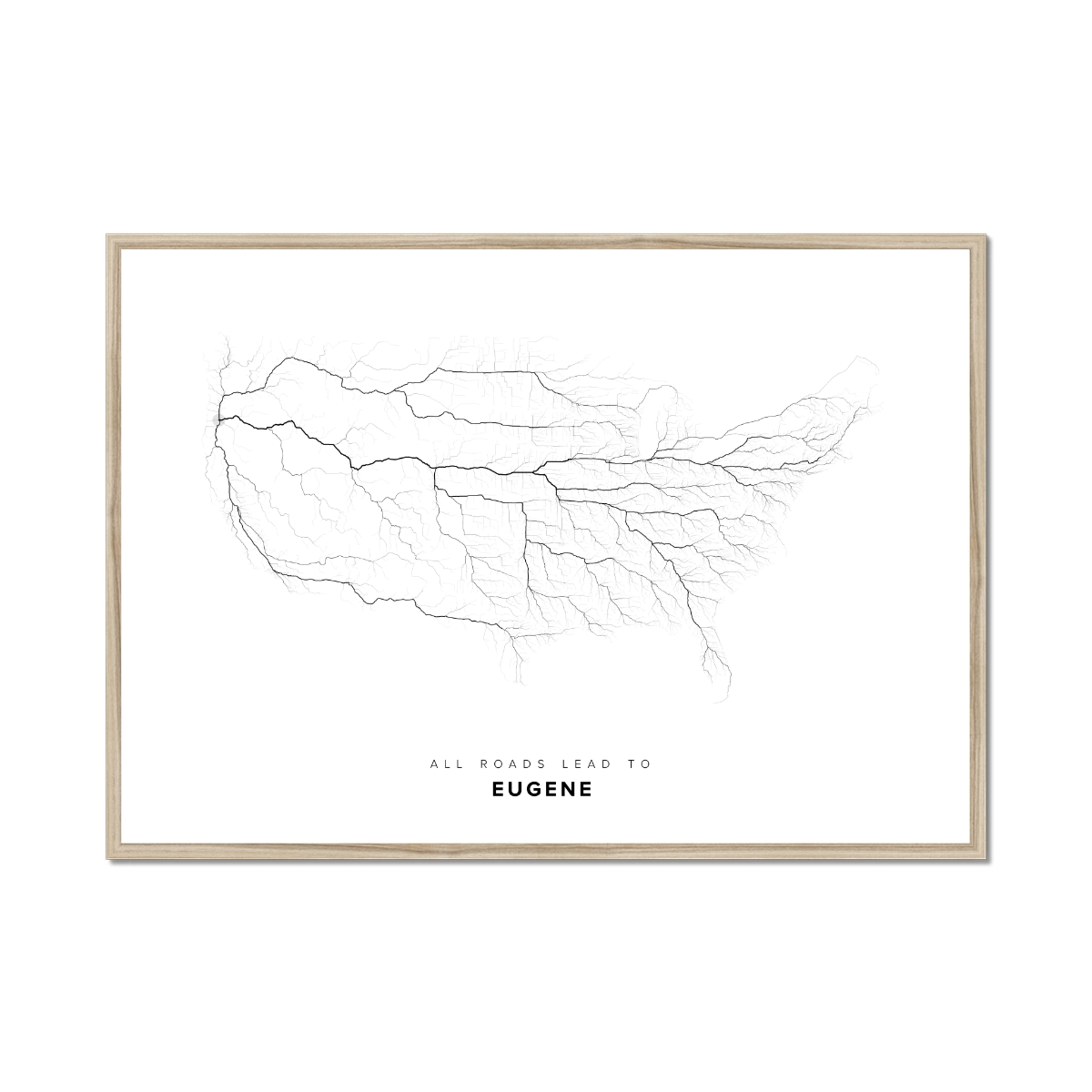 All roads lead to Eugene (United States of America) Fine Art Map Print