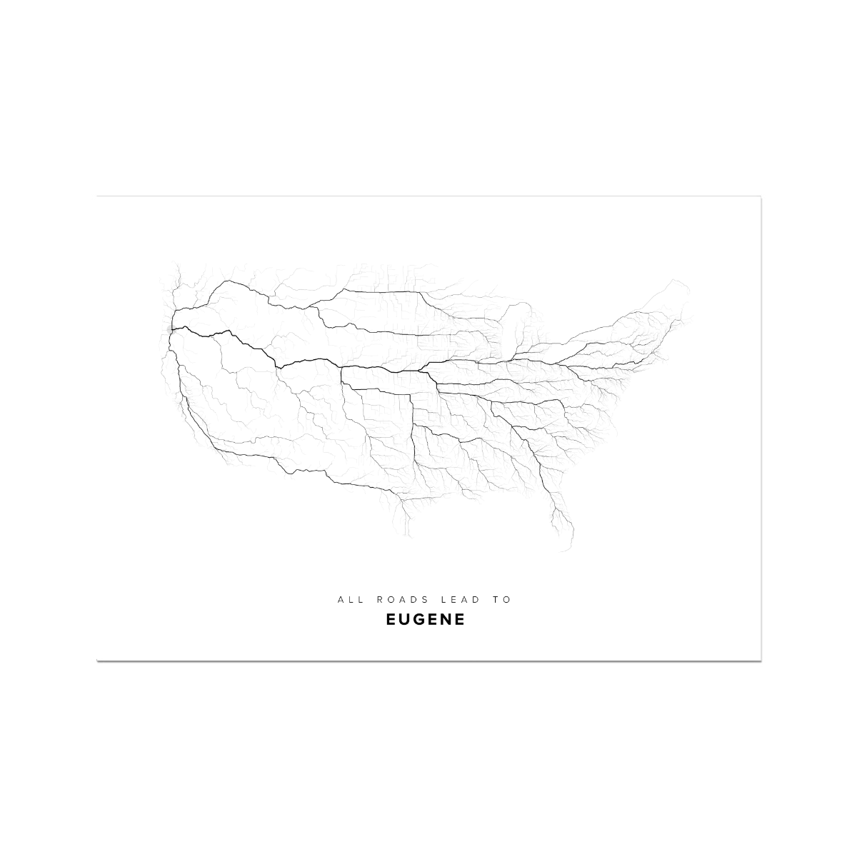 All roads lead to Eugene (United States of America) Fine Art Map Print