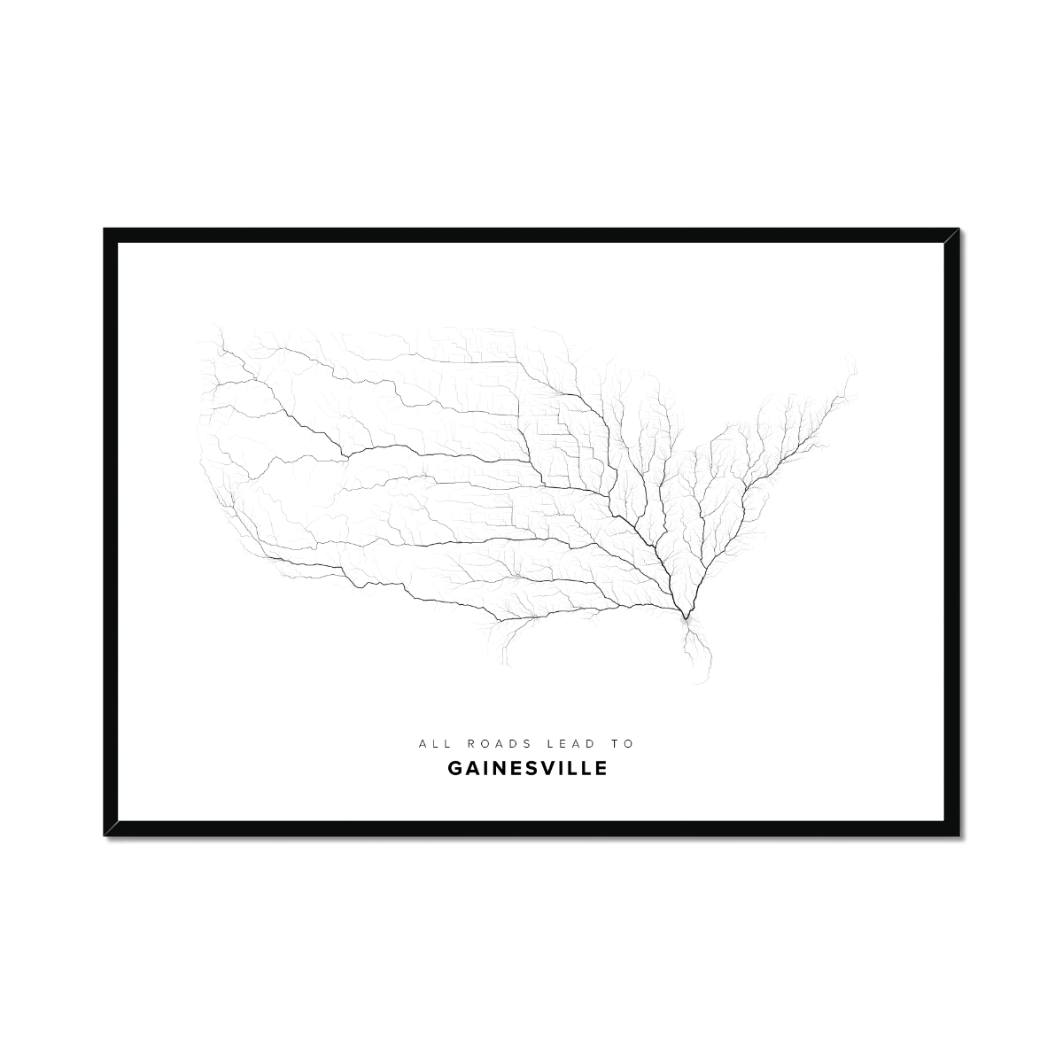 All roads lead to Gainesville (United States of America) Fine Art Map Print