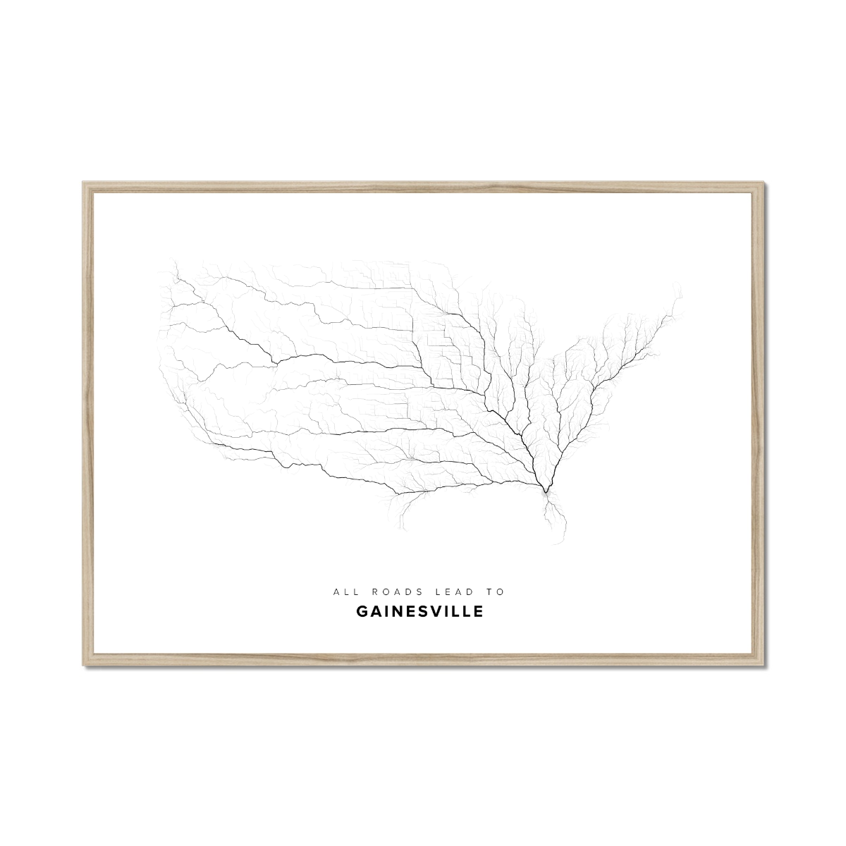 All roads lead to Gainesville (United States of America) Fine Art Map Print