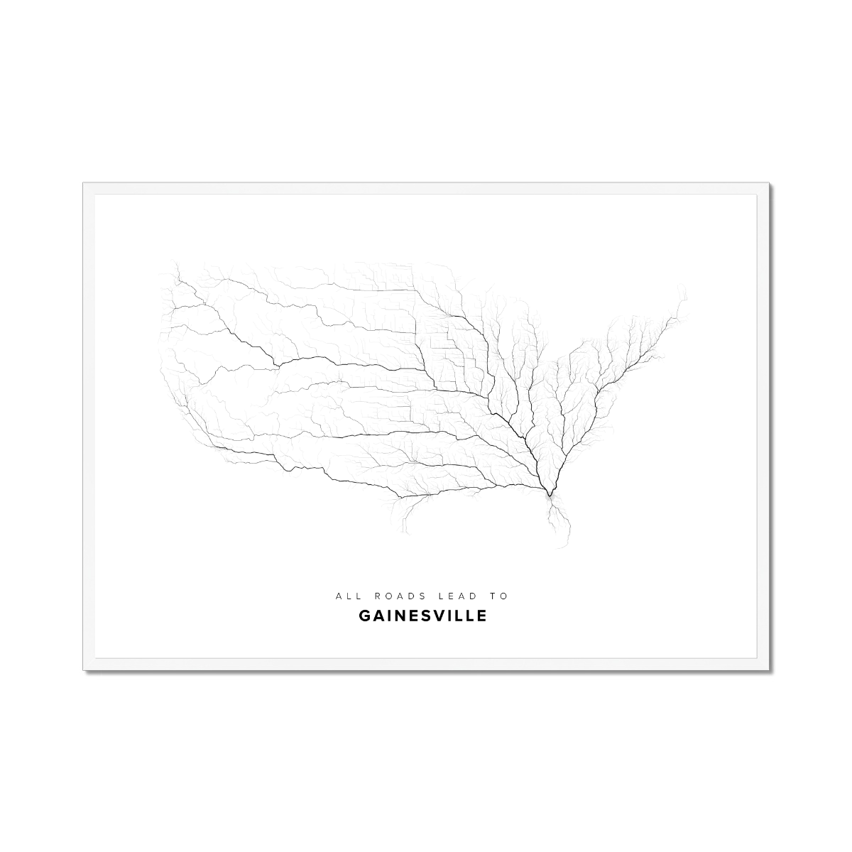 All roads lead to Gainesville (United States of America) Fine Art Map Print