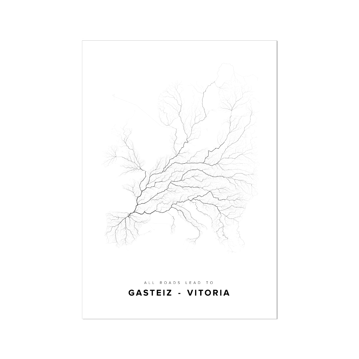 All roads lead to Gasteiz - Vitoria (Spain) Fine Art Map Print
