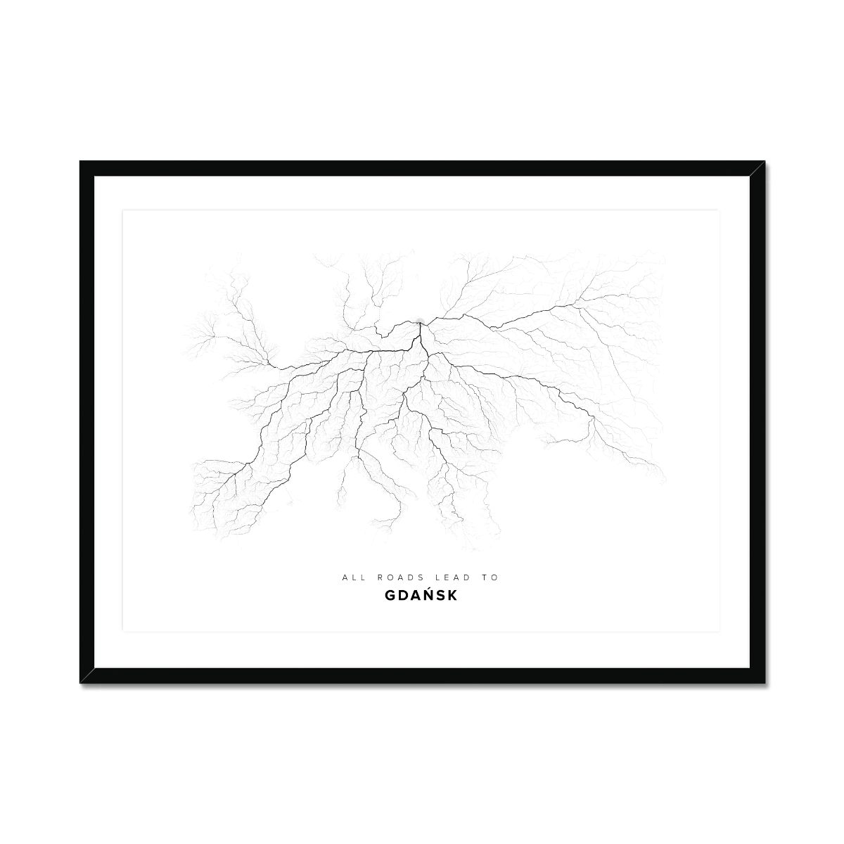 All roads lead to Gdańsk (Poland) Fine Art Map Print