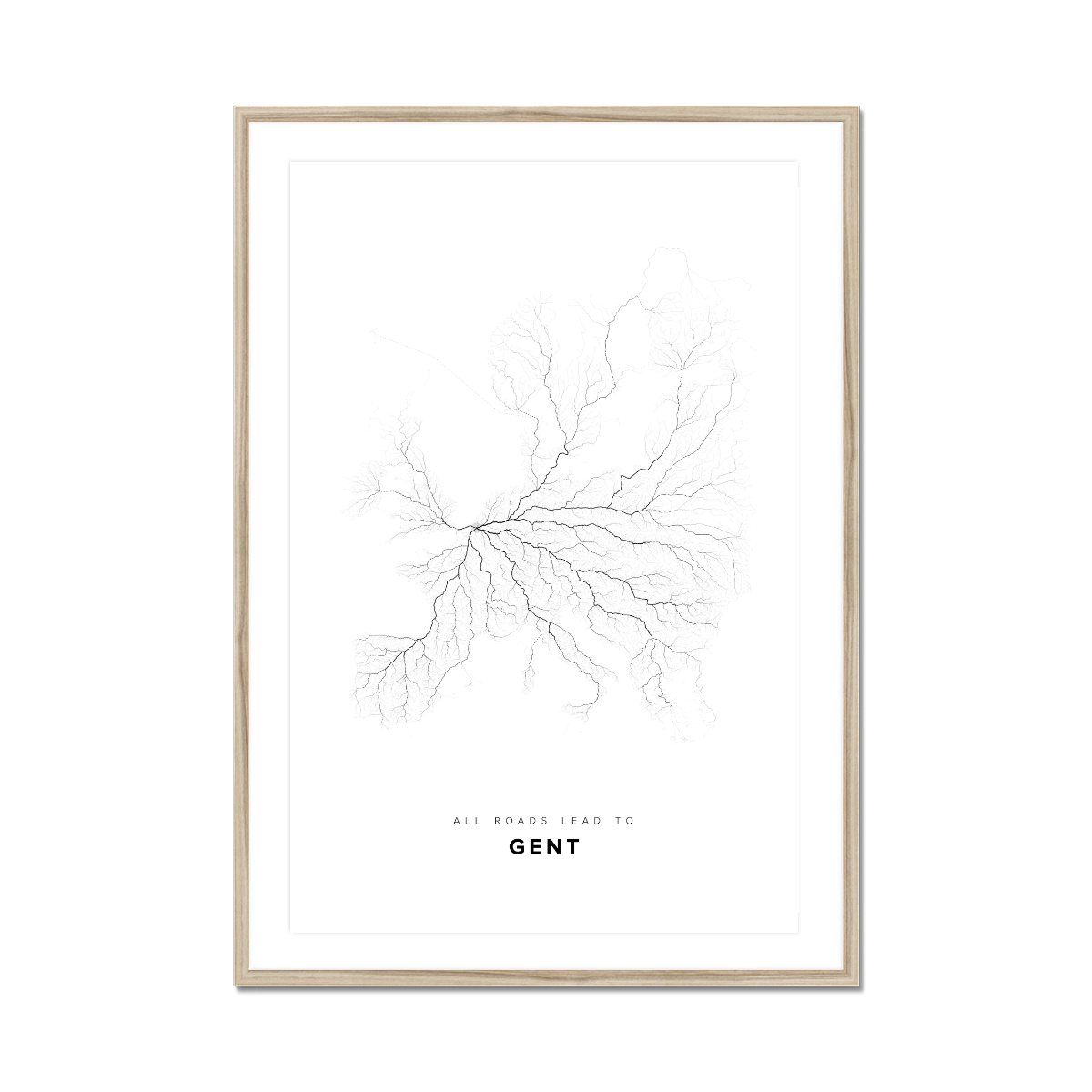 All roads lead to Gent (Belgium) Fine Art Map Print