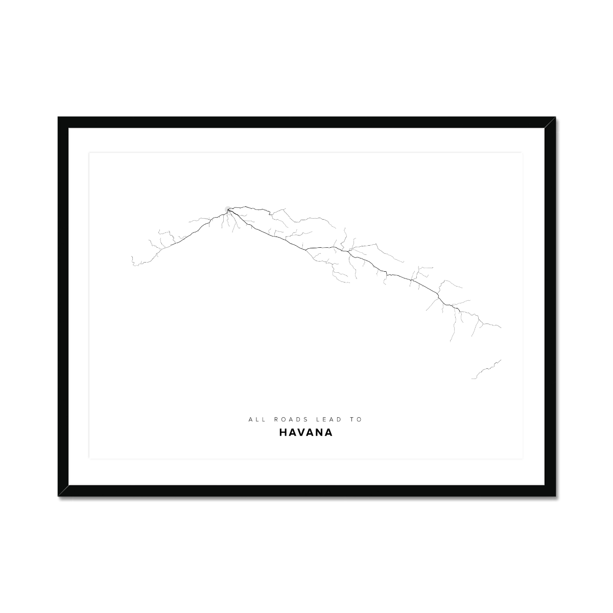 All roads lead to Havana (Cuba) Fine Art Map Print
