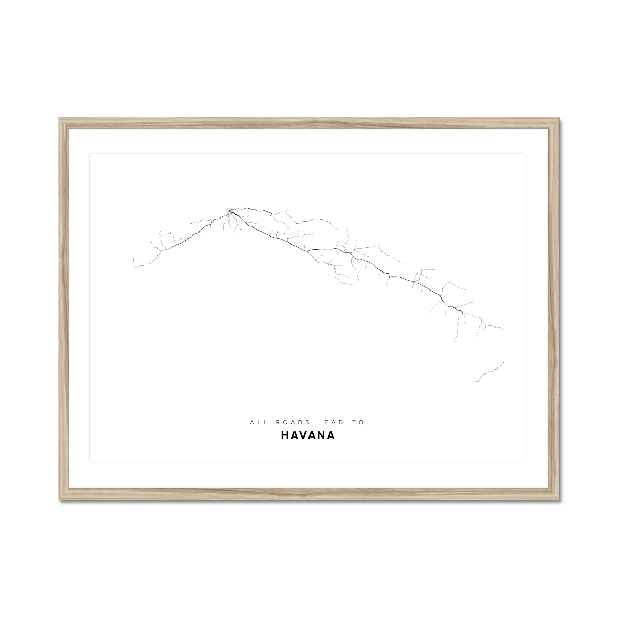 All roads lead to Havana (Cuba) Fine Art Map Print
