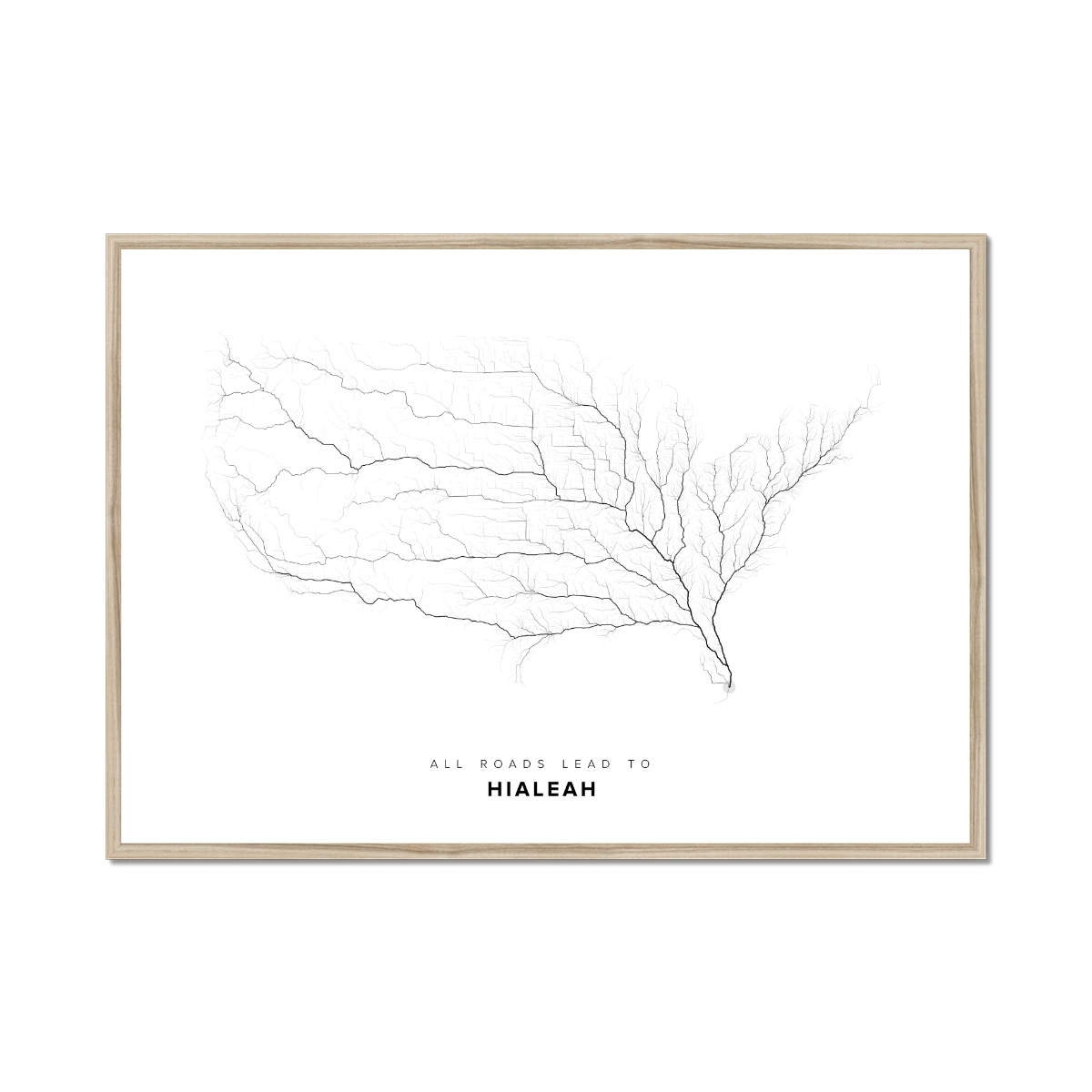 All roads lead to Hialeah (United States of America) Fine Art Map Print