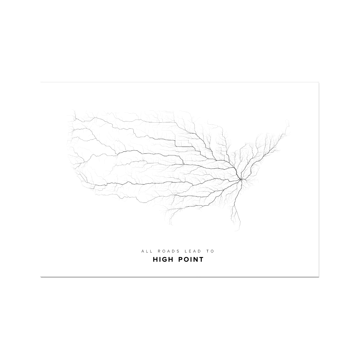 All roads lead to High Point (United States of America) Fine Art Map Print