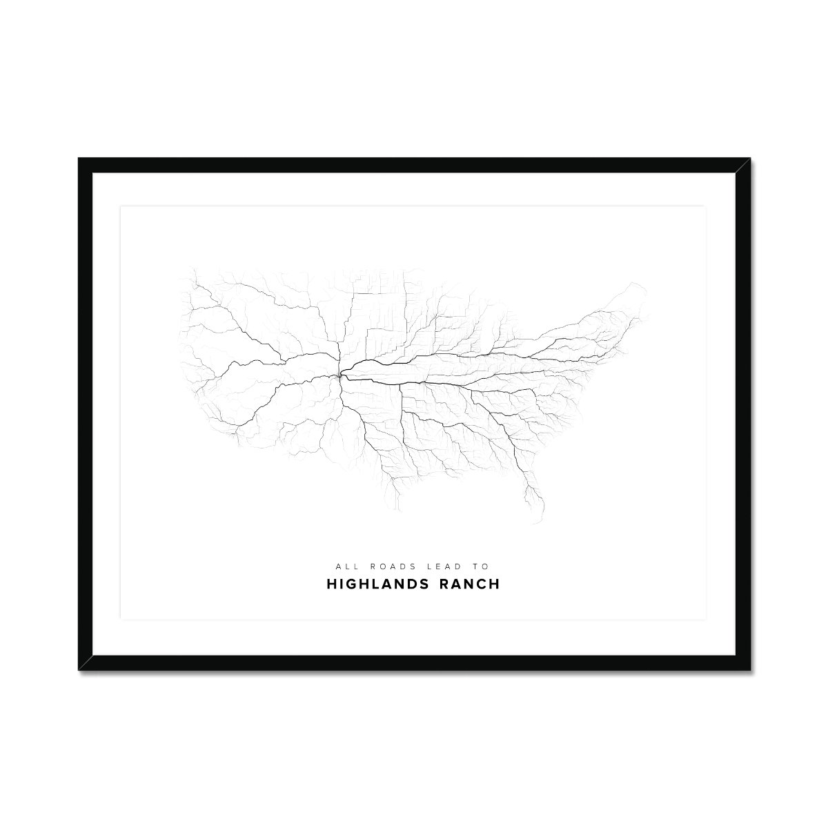 All roads lead to Highlands Ranch (United States of America) Fine Art Map Print