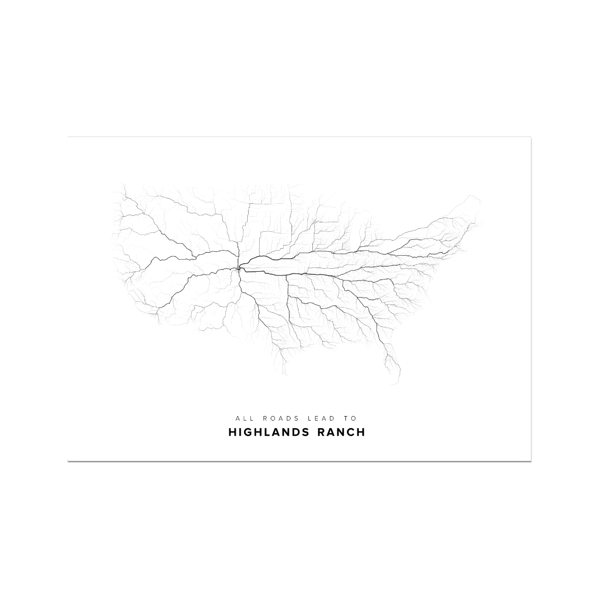 All roads lead to Highlands Ranch (United States of America) Fine Art Map Print