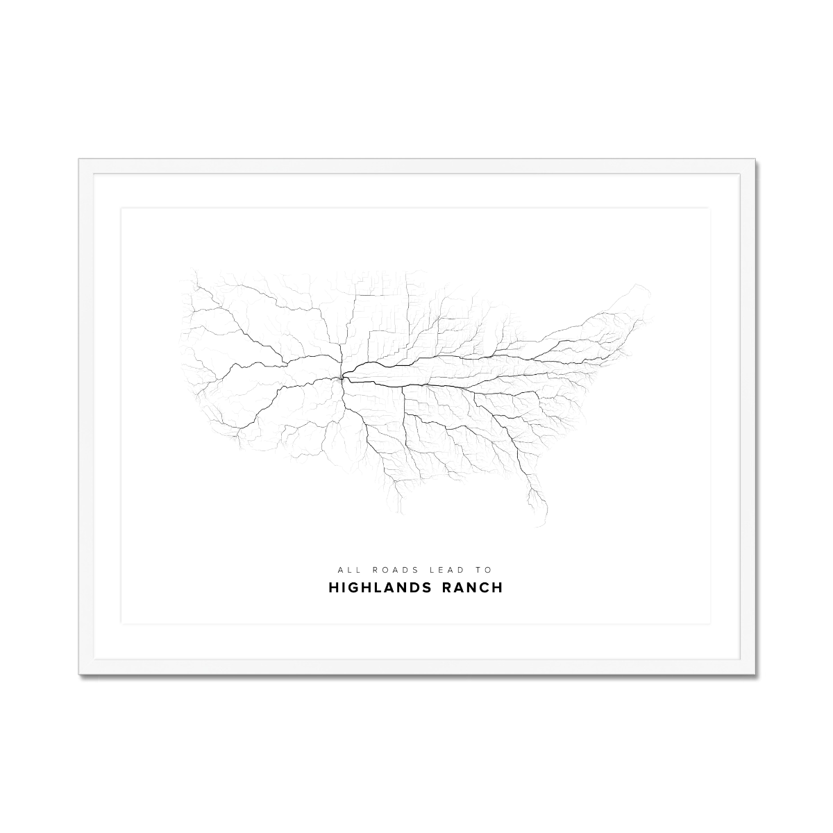 All roads lead to Highlands Ranch (United States of America) Fine Art Map Print