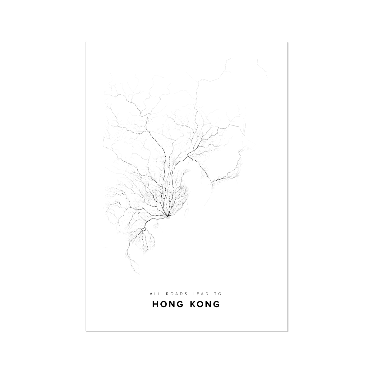 All roads lead to Hong Kong (Hong Kong) Fine Art Map Print