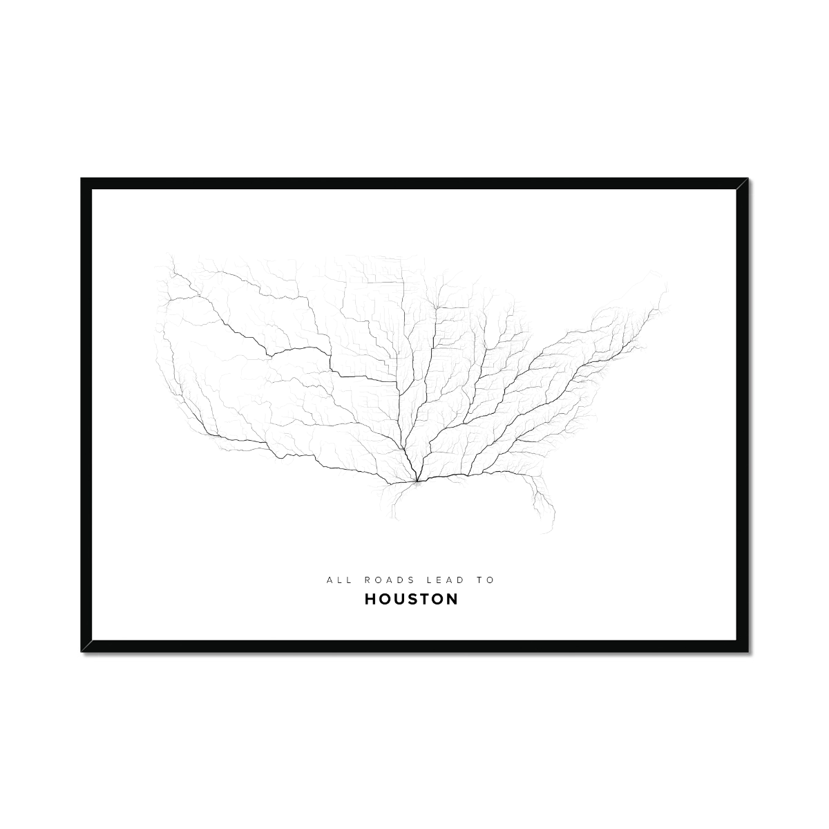 All roads lead to Houston (United States of America) Fine Art Map Print