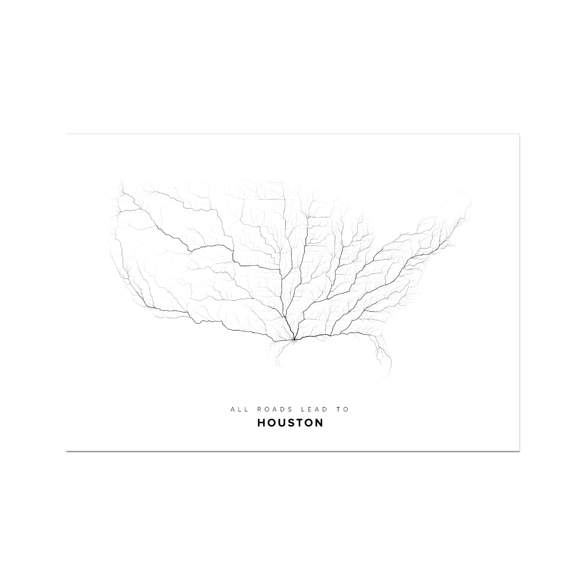 All roads lead to Houston (United States of America) Fine Art Map Print