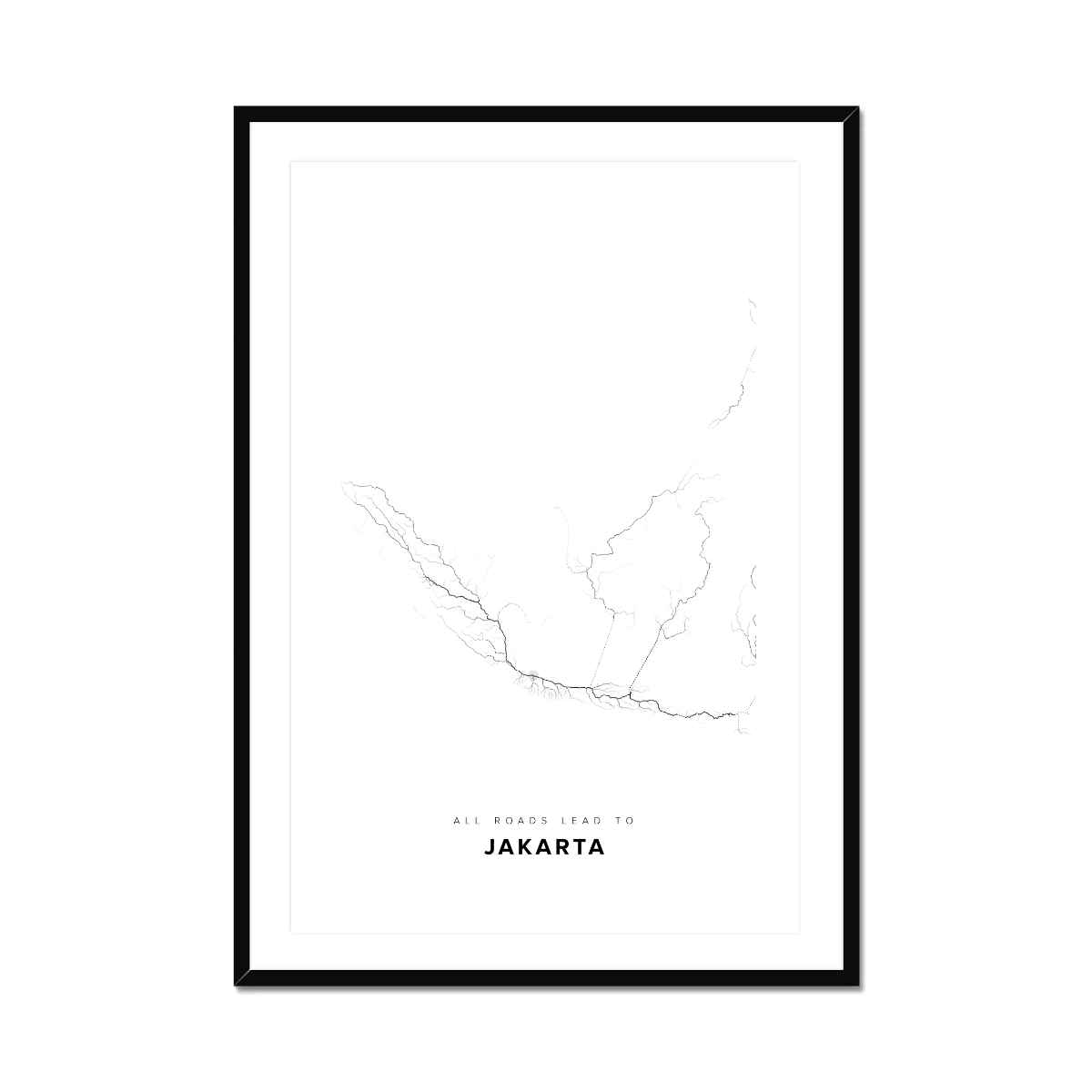 All roads lead to Jakarta (Indonesia) Fine Art Map Print