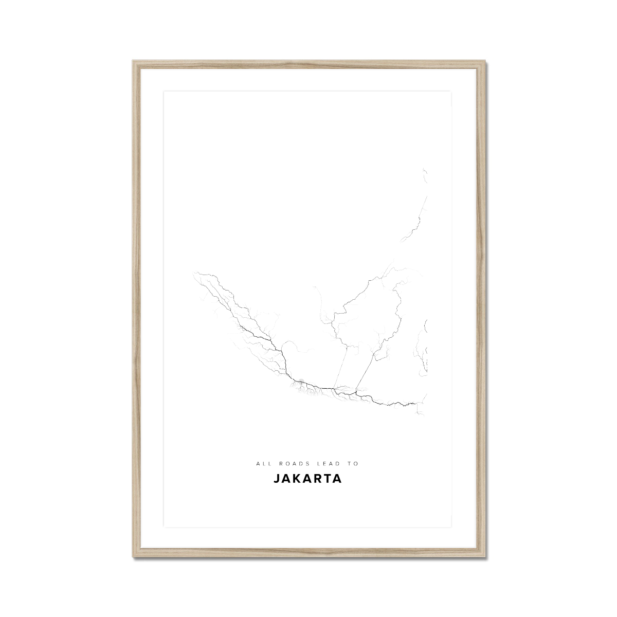 All roads lead to Jakarta (Indonesia) Fine Art Map Print
