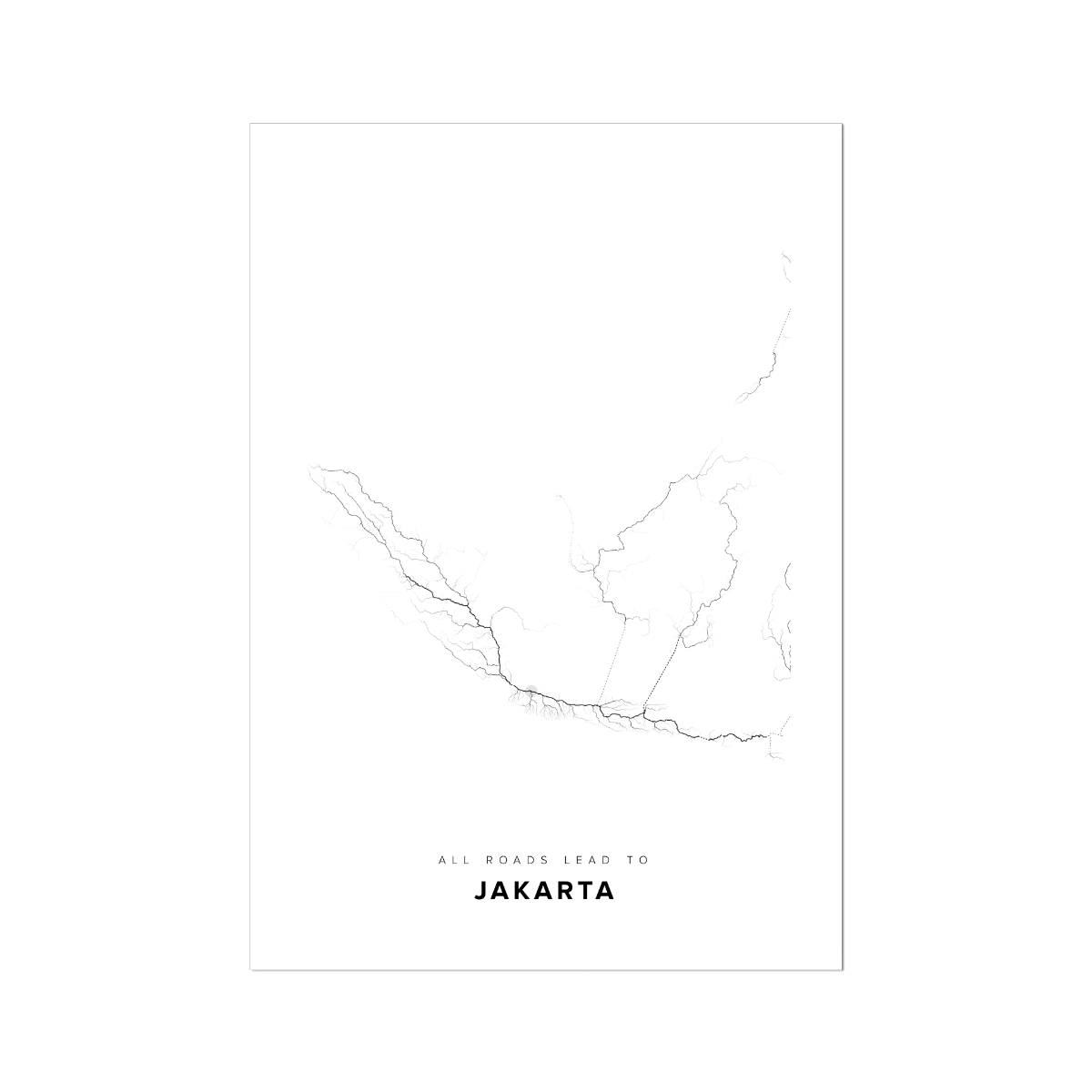 All roads lead to Jakarta (Indonesia) Fine Art Map Print
