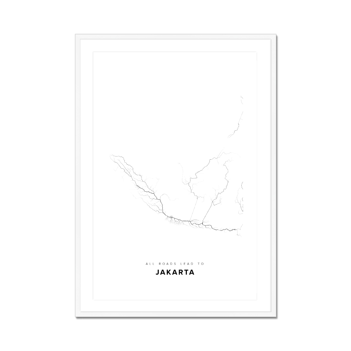 All roads lead to Jakarta (Indonesia) Fine Art Map Print