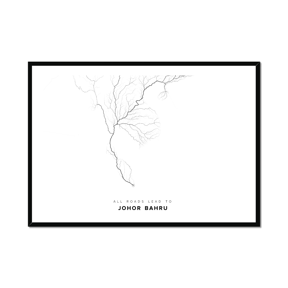 All roads lead to Johor Bahru (Malaysia) Fine Art Map Print