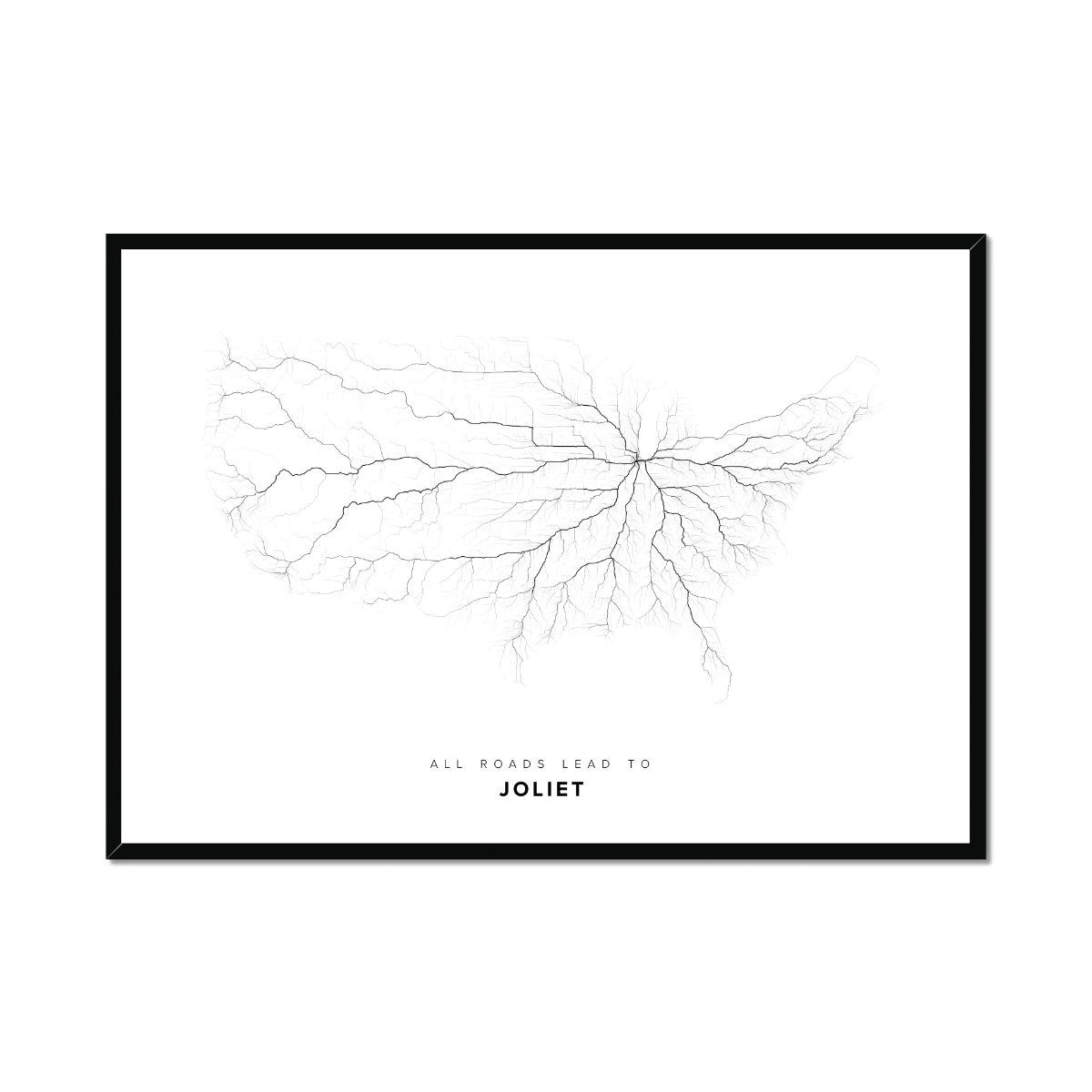 All roads lead to Joliet (United States of America) Fine Art Map Print