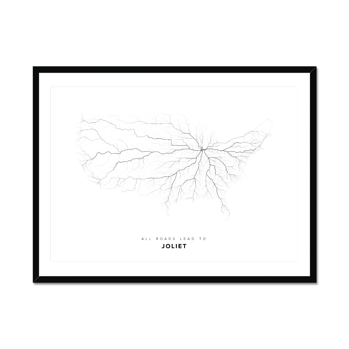 All roads lead to Joliet (United States of America) Fine Art Map Print