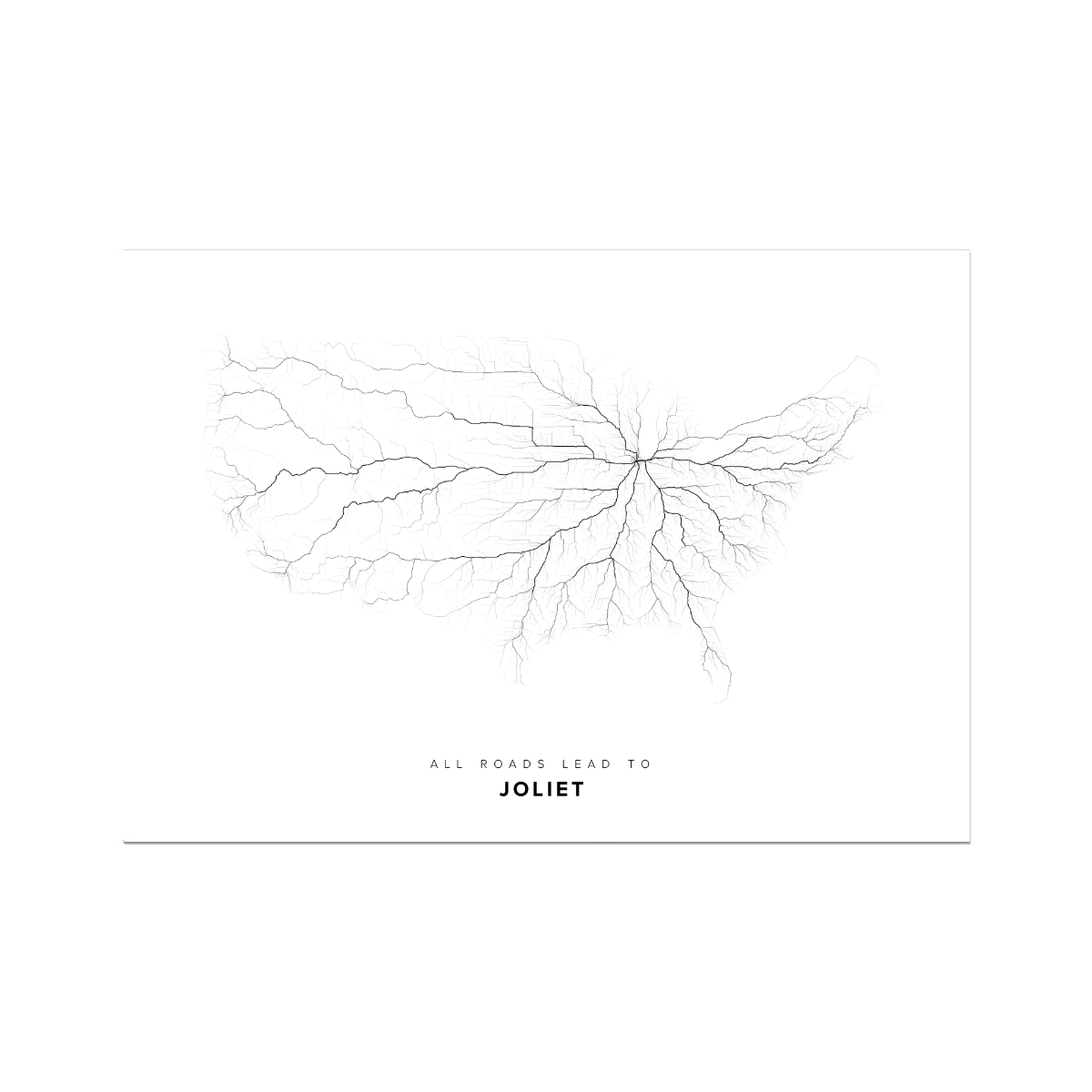All roads lead to Joliet (United States of America) Fine Art Map Print