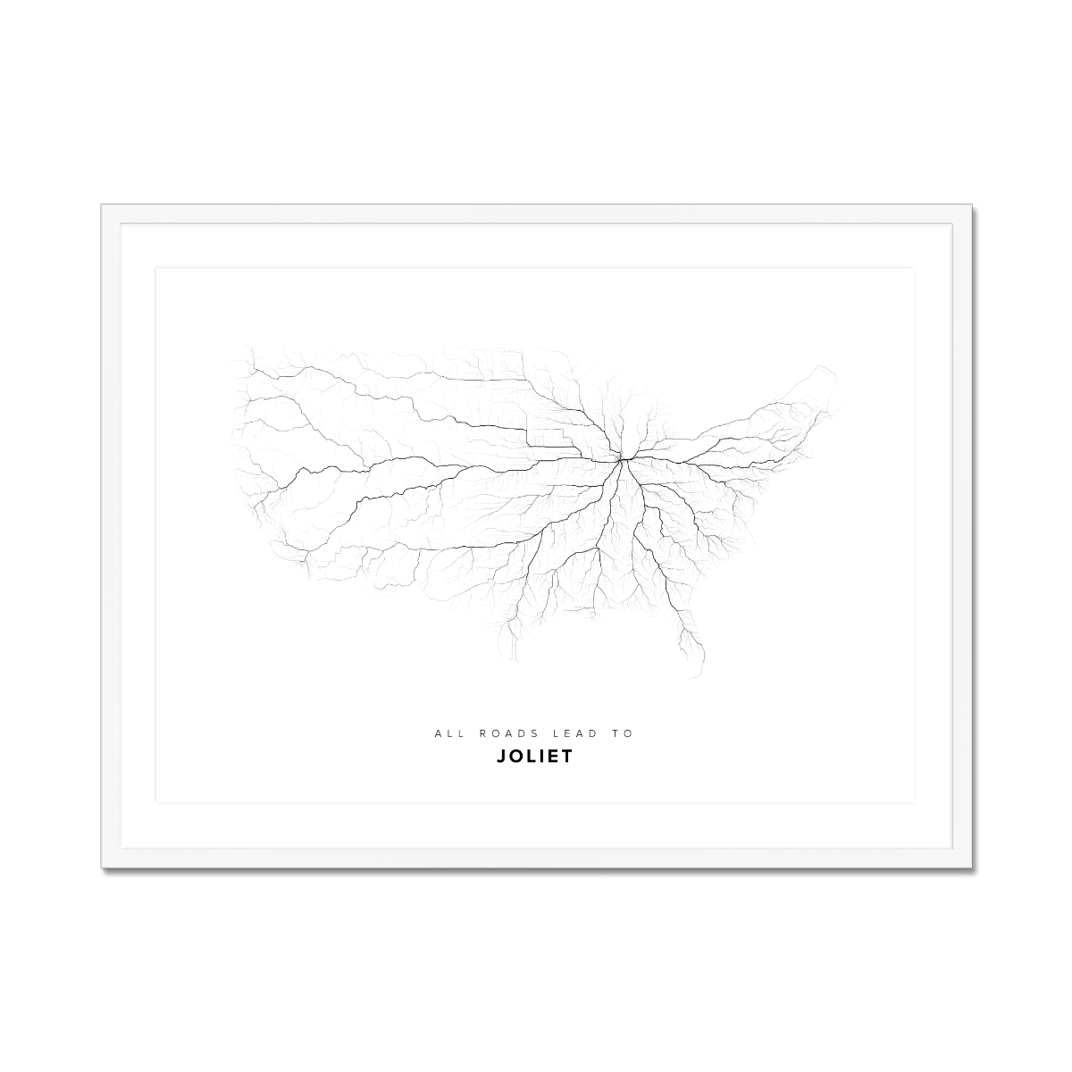 All roads lead to Joliet (United States of America) Fine Art Map Print
