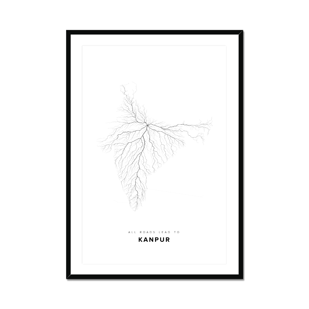 All roads lead to Kanpur (India) Fine Art Map Print