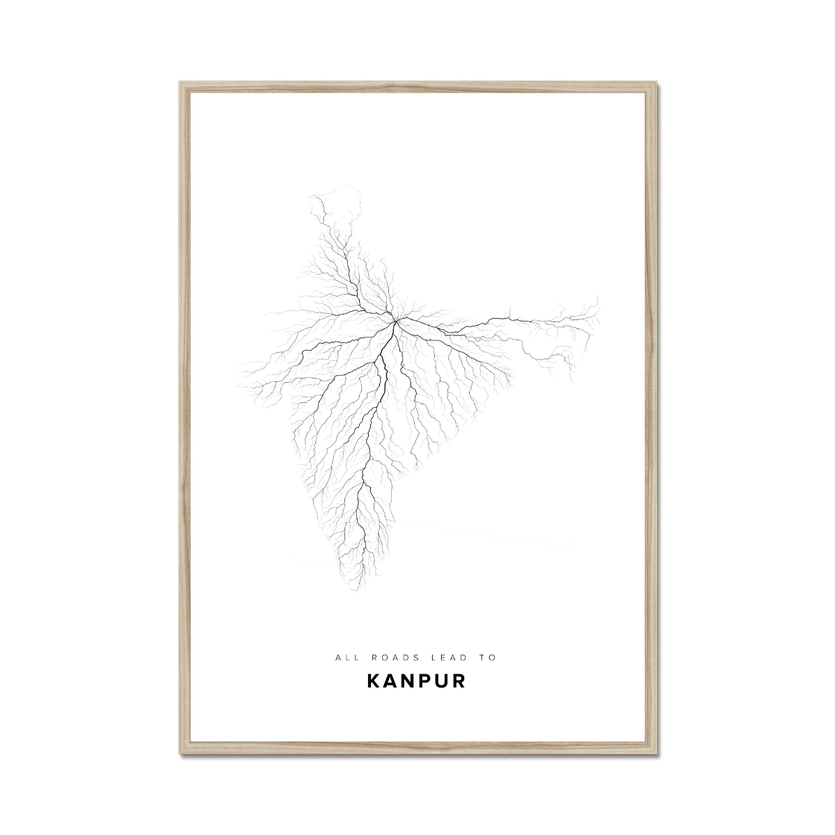 All roads lead to Kanpur (India) Fine Art Map Print