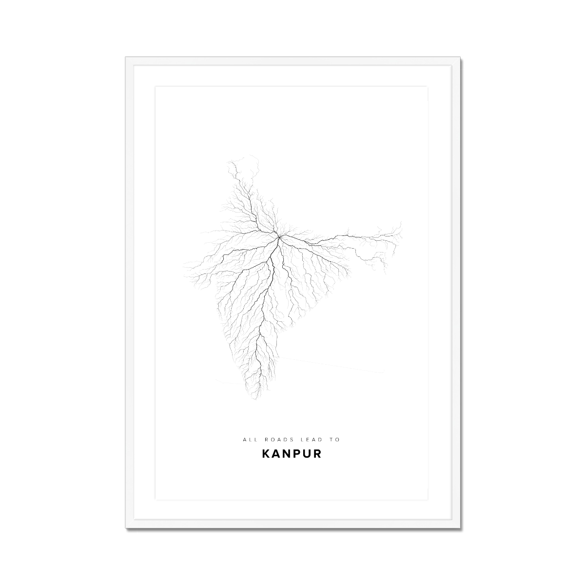 All roads lead to Kanpur (India) Fine Art Map Print