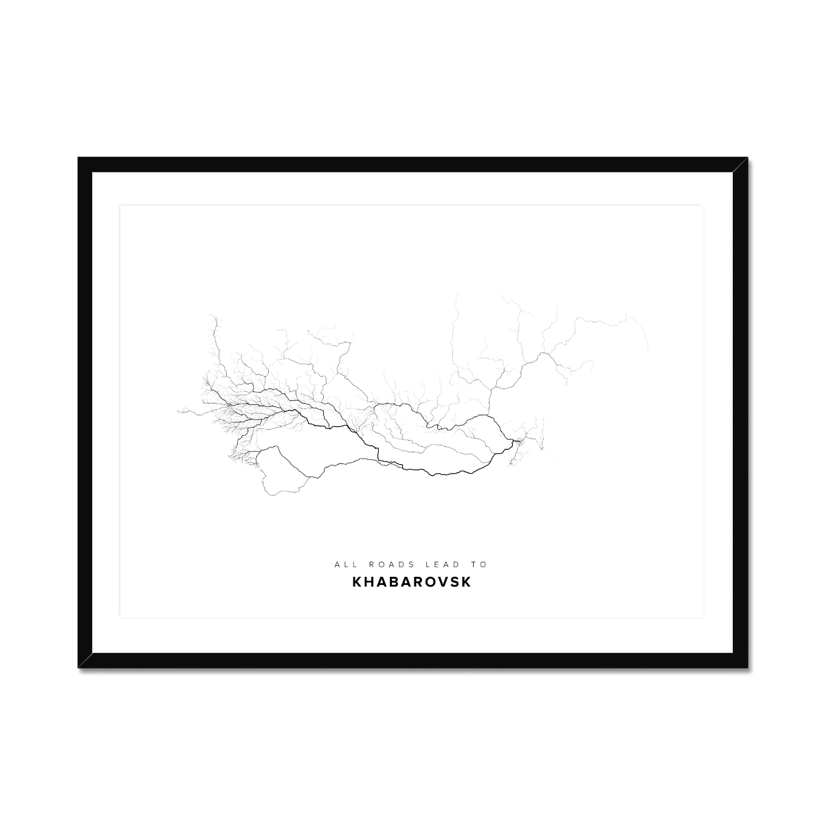 All roads lead to Khabarovsk (Russian Federation) Fine Art Map Print
