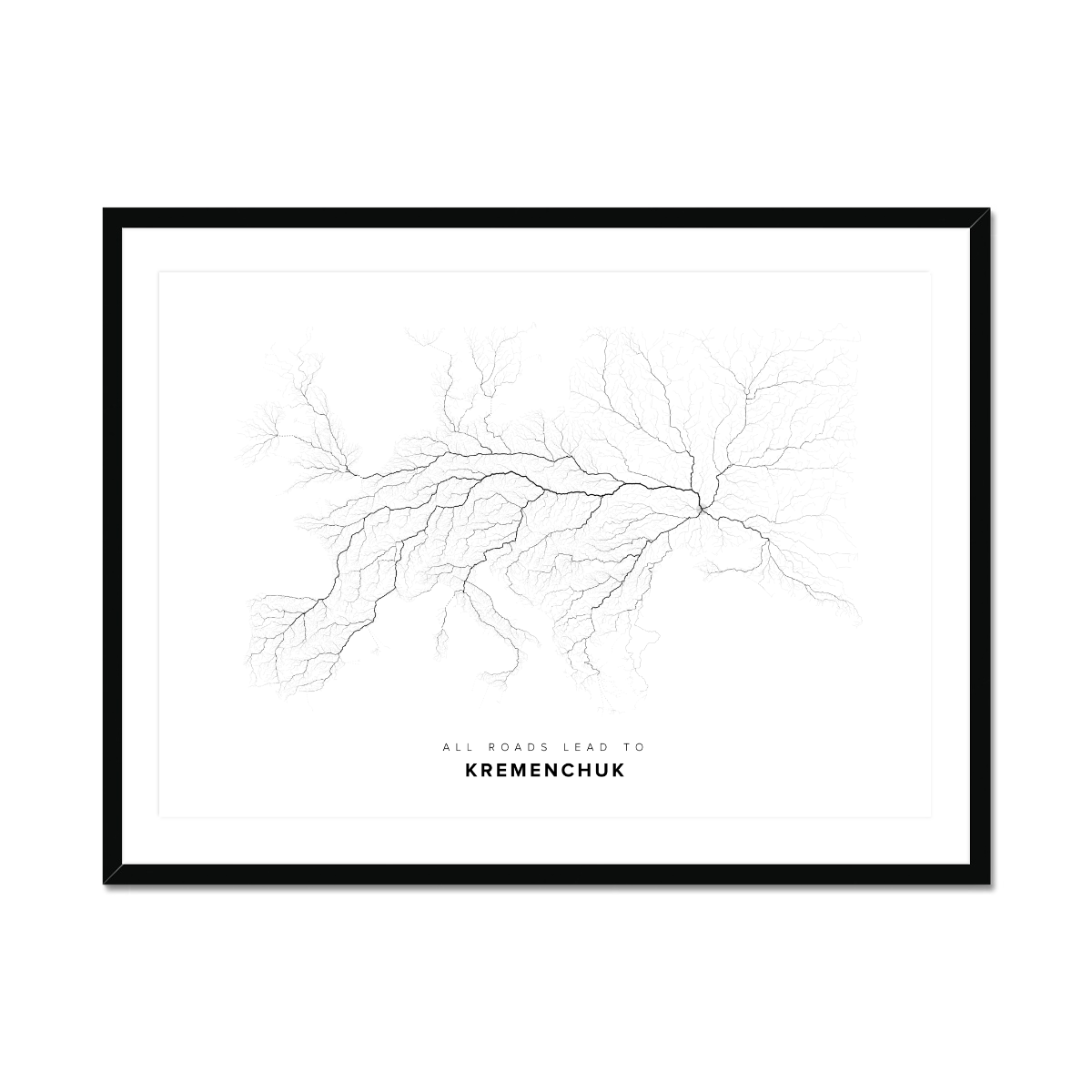 All roads lead to Kremenchuk (Ukraine) Fine Art Map Print