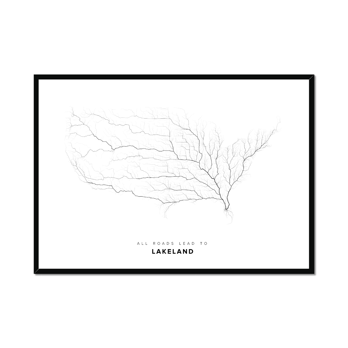 All roads lead to Lakeland (United States of America) Fine Art Map Print