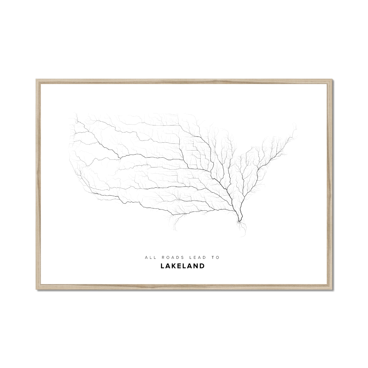All roads lead to Lakeland (United States of America) Fine Art Map Print
