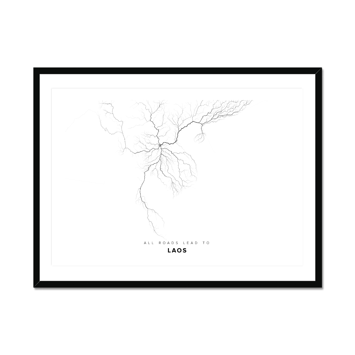 All roads lead to Laos Fine Art Map Print