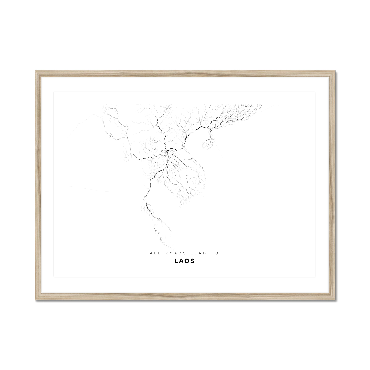All roads lead to Laos Fine Art Map Print