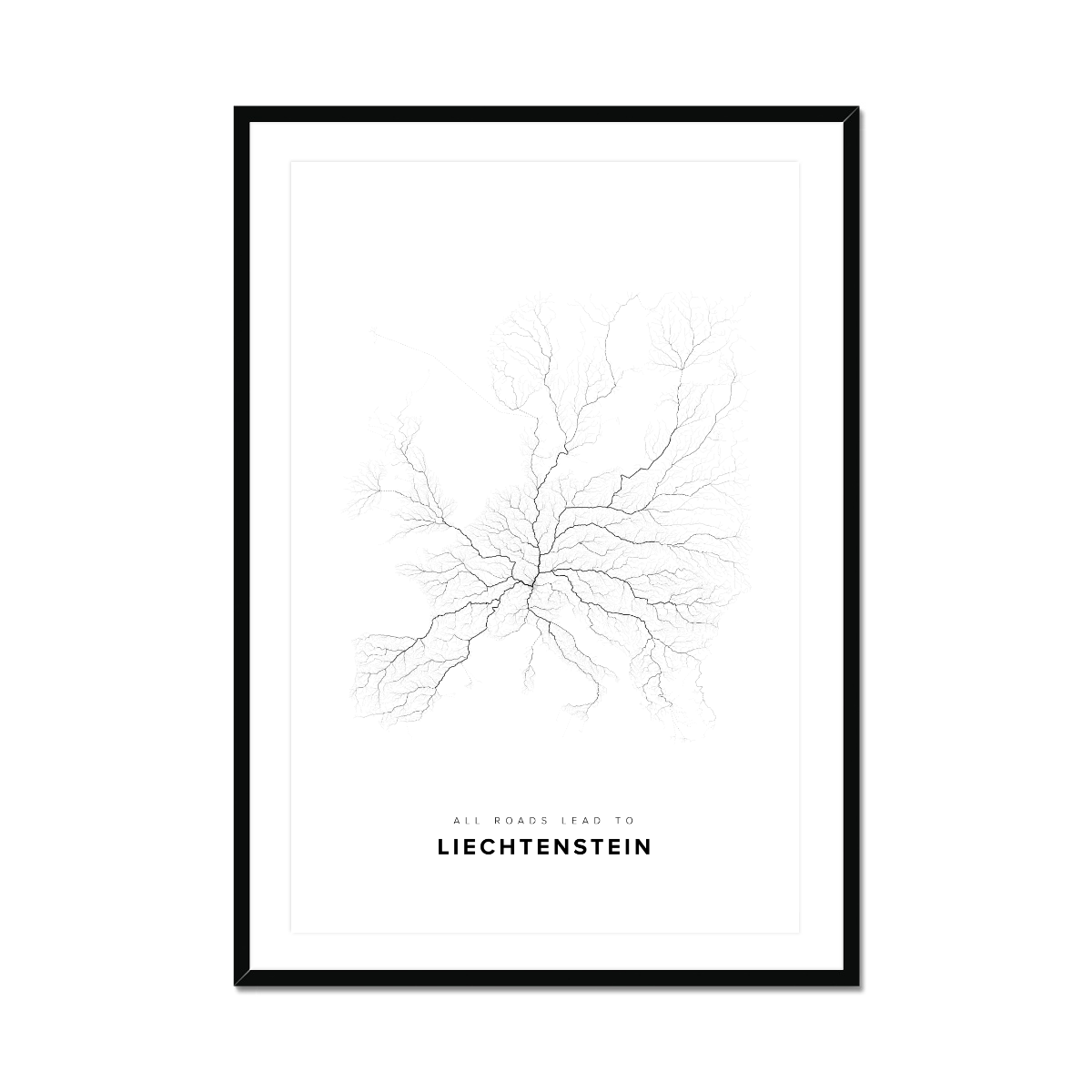 All roads lead to Liechtenstein Fine Art Map Print