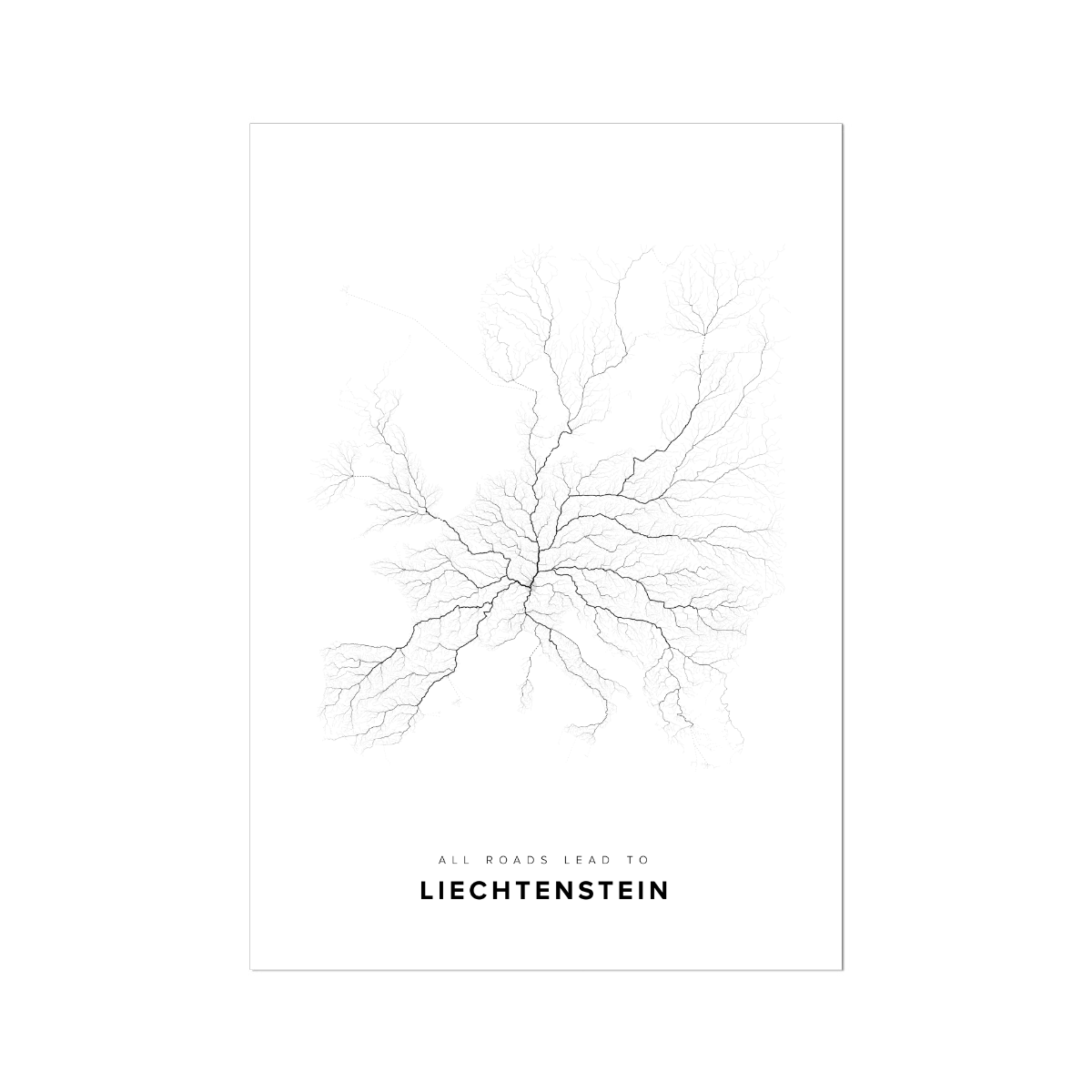 All roads lead to Liechtenstein Fine Art Map Print