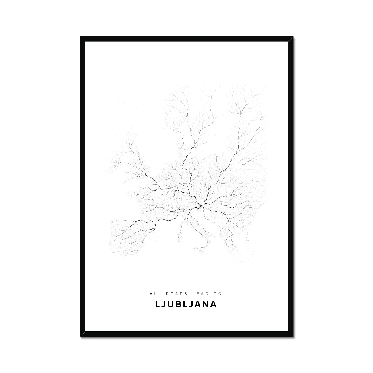 All roads lead to Ljubljana (Slovenia) Fine Art Map Print