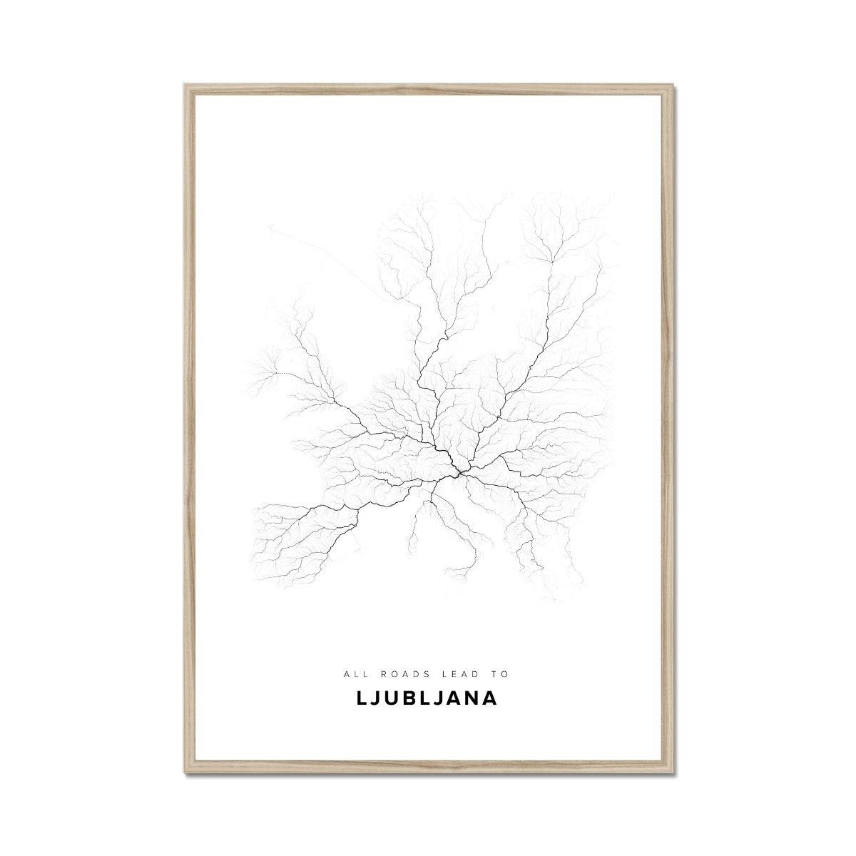 All roads lead to Ljubljana (Slovenia) Fine Art Map Print