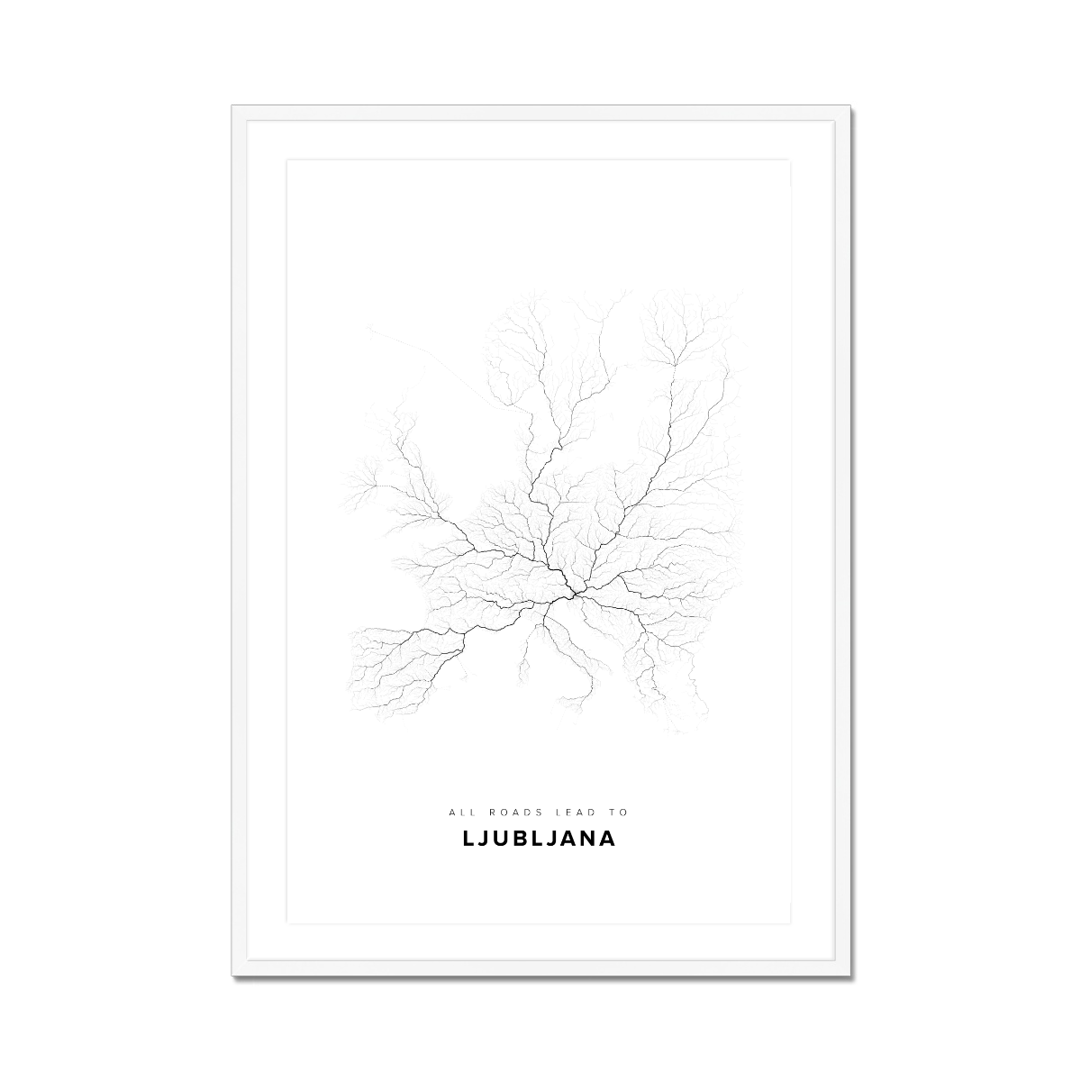 All roads lead to Ljubljana (Slovenia) Fine Art Map Print